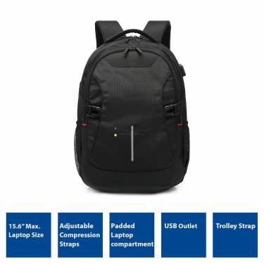 ACT AC8530 Global Backpack with USB charging port 15,6" Black