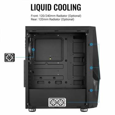 Aerocool Zauron Saturn FRGB-G-BK-v1 Tempered Glass Black