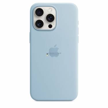 Apple iPhone 15 Pro Max Silicone Case with MagSafe Light Blue