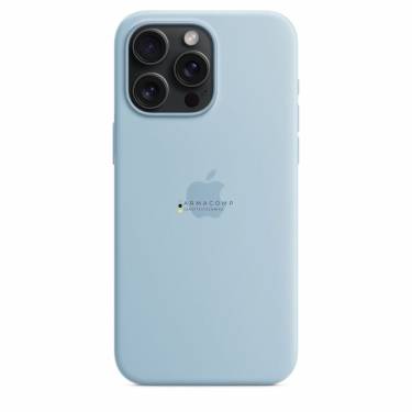 Apple iPhone 15 Pro Max Silicone Case with MagSafe Light Blue