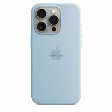 Apple iPhone 15 Pro Silicone Case with MagSafe Light Blue