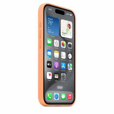 Apple iPhone 15 Pro Silicone Case with MagSafe Orange Sorbet