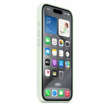 Apple iPhone 15 Pro Silicone Case with MagSafe Soft Mint