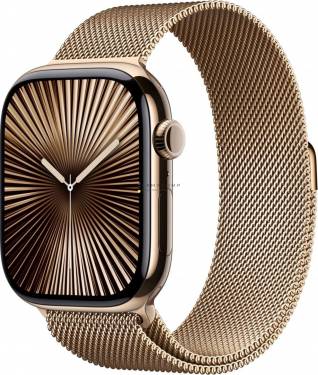 Apple Watch S10 Cellular 42mm Gold Titanium Case with Gold Milanese Loop