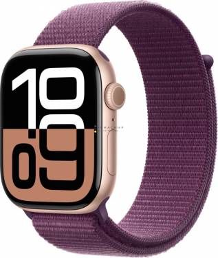 Apple Watch S10 GPS 46mm Rose Gold Alu Case with Plum Sport Loop