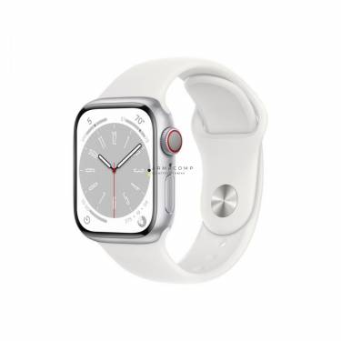 Apple Watch Series 8 GPS + Cellular 41mm Silver Aluminium Case with White Sport Band