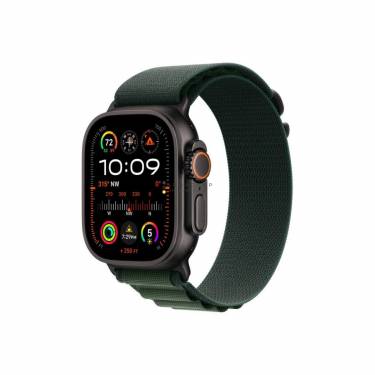 Apple Watch Ultra 2 v2 Cellular 49mm Black Titanium Case with Dark Green Alpine Loop L