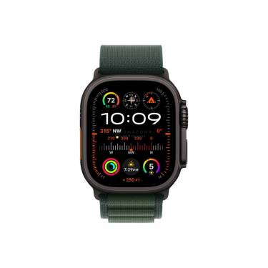 Apple Watch Ultra 2 v2 Cellular 49mm Black Titanium Case with Dark Green Alpine Loop L