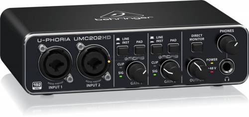 Behringer UMC202HD Audiophile 2x2, 24-Bit/192 kHz USB Audio Interface with Midas Mic Preamplifiers