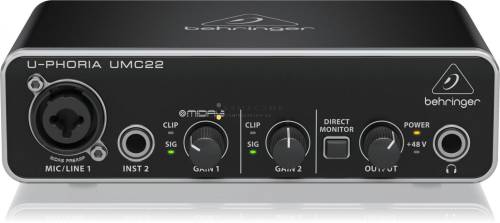 Behringer UMC22 Audiophile 2x2 USB Audio Interface with Midas Mic Preamplifier