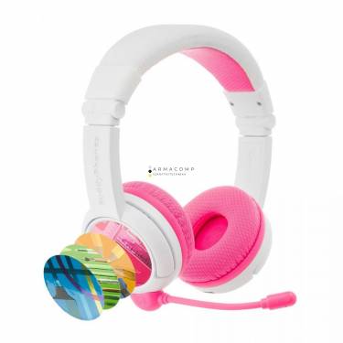 BuddyPhones School+ Wireless Bluetooth Headset for Kids Pink