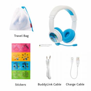 BuddyPhones School+ Wireless Bluetooth Headset for Kids Blue