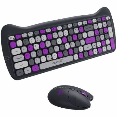 Canyon HSET-W6 Wireless Keyboard Kitty Edition Violet HU