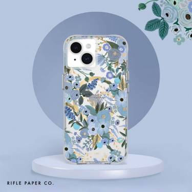 Case-Mate iPhone 15 case Rifle Party Co. Garden Party Blue MagSafe