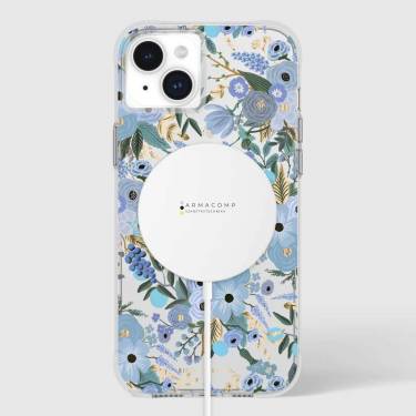 Case-Mate iPhone 15 Plus case Rifle Paper Co. Garden Party Blue MagSafe