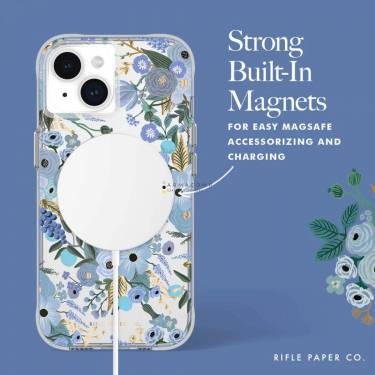 Case-Mate iPhone 15 Plus case Rifle Paper Co. Garden Party Blue MagSafe