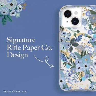 Case-Mate iPhone 15 Plus case Rifle Paper Co. Garden Party Blue MagSafe