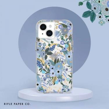 Case-Mate iPhone 15 Plus case Rifle Paper Co. Garden Party Blue MagSafe