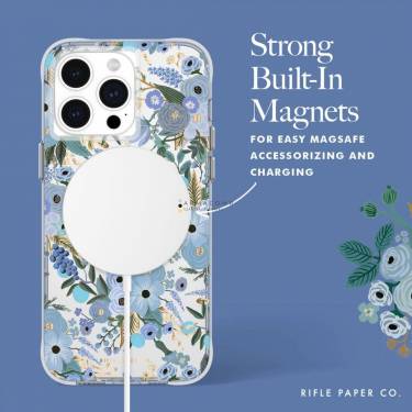 Case-Mate iPhone 15 Pro Max case Rifle Party Co. Garden Party Blue MagSafe