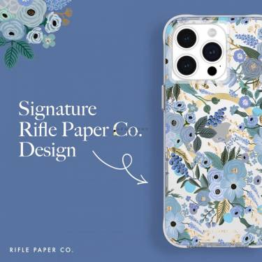 Case-Mate iPhone 15 Pro Max case Rifle Party Co. Garden Party Blue MagSafe