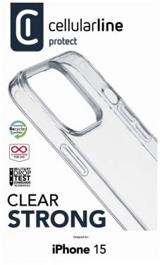 Cellularline Clear Duo back clear cover with protective frame for Apple iPhone 15