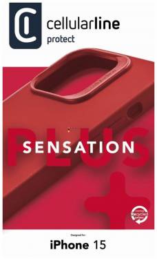 Cellularline Sensation protective silicone cover with MagSafe support for Apple iPhone 15, red