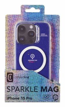 Cellularline Sparkle Mag Back Cover with Magsafe for Apple iPhone 15 Pro, Clear