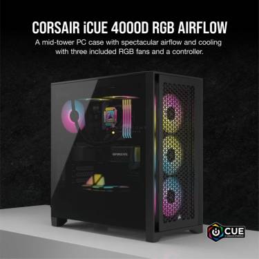 Corsair iCUE 4000D RGB AIRFLOW Tempered Glass Black