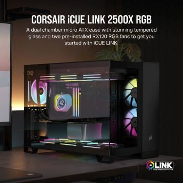 Corsair iCUE LINK 2500X RGB Micro ATX Dual Chamber Tempered Glass Black