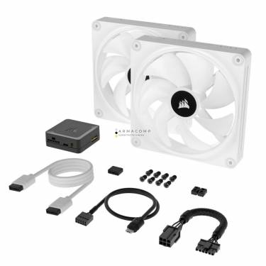 Corsair iCUE LINK QX140 RGB 140mm PWM PC Fans Starter Kit with iCUE LINK System Hub White