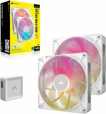 Corsair iCUE LINK RX140 MAX RGB 140mm PWM Thick Fans Starter Kit White (2-Pack)