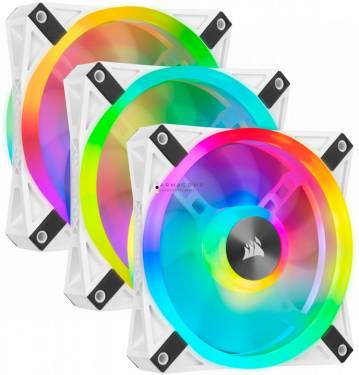 Corsair iCUE QL120 RGB PWM White Triple Fan Kit with Lighting Node