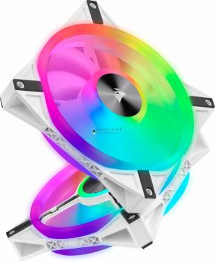 Corsair iCUE QL140 RGB PWM White Dual Fan Kit with Lighting Node CORE