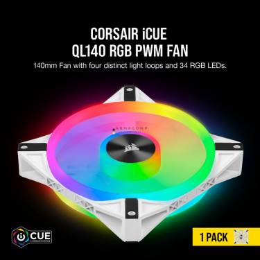 Corsair iCUE QL140 RGB PWM White Single Fan