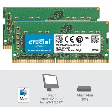 Crucial 64GB DDR4 2666MHz Kit(2x32GB) SODIMM 260pin for Mac