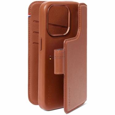 Decoded iPhone 15 Pro Case Leather Detachable Wallet Tan