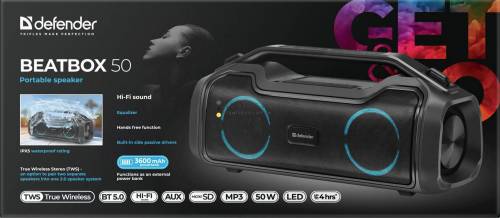 Defender BeatBox 50 Bluetooth Speaker Black