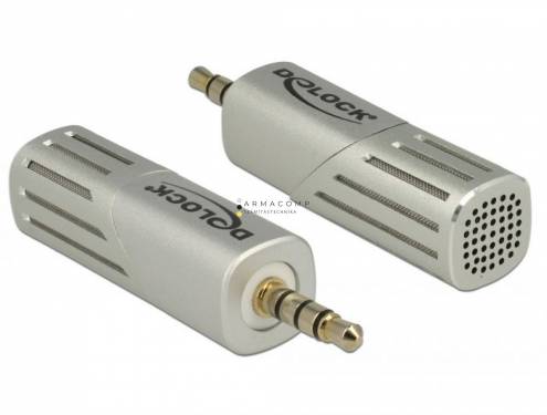 DeLock Condenser Microphone Uni-Directional for Smartphone / Tablet 3.5 mm 4 Pin Stereo Jack 90° angleable Silver