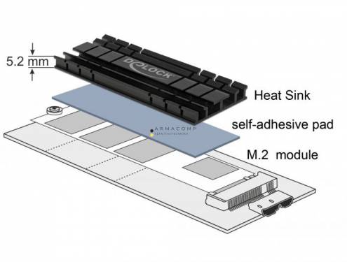 DeLock Heat Sink flat 70mm for M.2 module Black