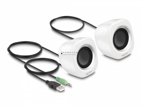 DeLock Mini Stereo PC Speaker with 3.5 mm stereo jack male and USB powered White