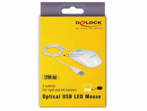 DeLock Optical 3-button LED Mouse White