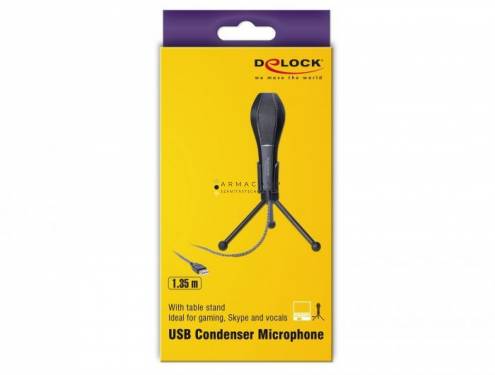 DeLock USB Condenser Microphone with Table Stand ideal for gaming Skype and vocals