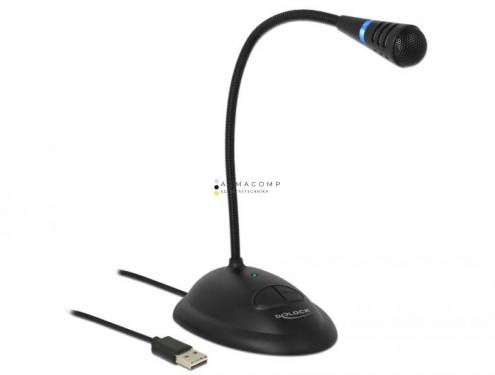 DeLock USB Gooseneck Microphone with base and mute + on / off button Black