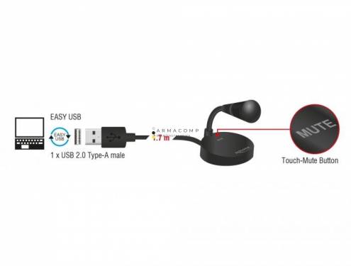 DeLock USB Microphone with base and Touch-Mute Button