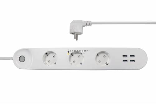 Denver SHP-300U Smart Home Power Strip 3in1 + 4xUSB White