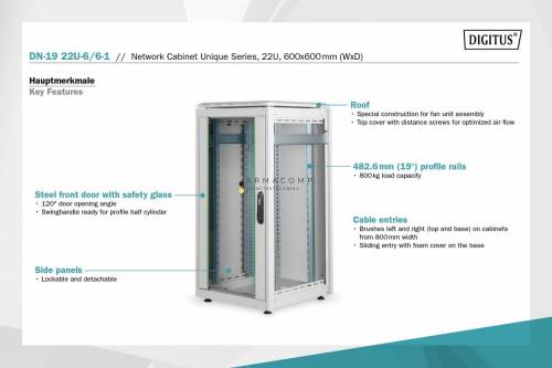 Digitus DN-19 22U-6/6-1 Szabadon álló Rackszekrény Grey
