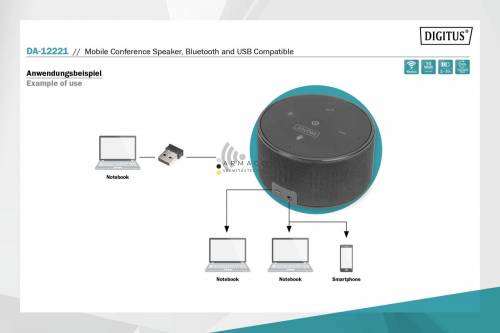 Digitus Mobile Conference Speaker Bluetooth and USB comptible Black