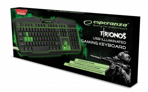 Esperanza Tirions Gaming Illuminated Keyboard Black/Green UK