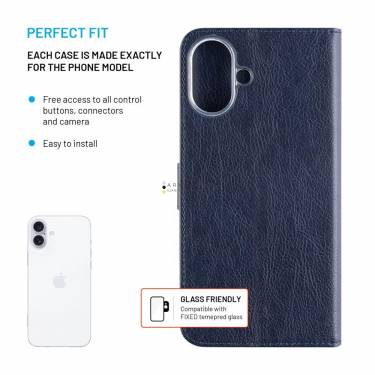 FIXED Opus oldalra nyíló telefontok Apple iPhone 16 Plus készülékhez, kék