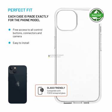 FIXED újrahasznosított anyagból készült AntiUV TPU hátlap Apple iPhone 13 készülékhez, átlátszó